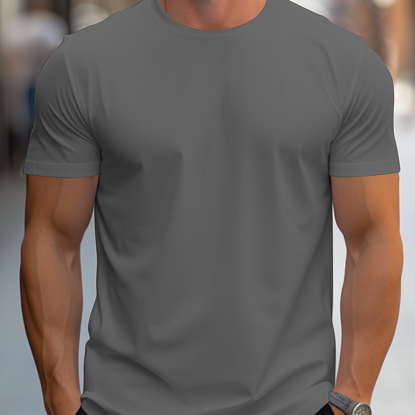Men's Plain Crew Neck T-Shirt | Short Sleeve