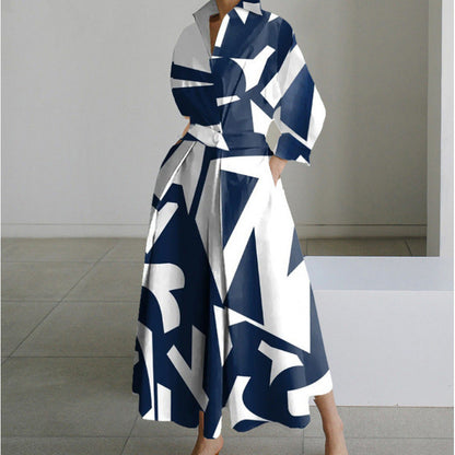 Women’s Button-Down Long Sleeve Shirt Dress | Maxi