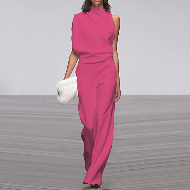 Women's Casual One-Shoulder Jumpsuit | With Wide Leg