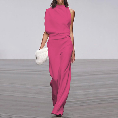 Women's Casual One-Shoulder Jumpsuit | With Wide Leg