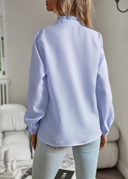 Women's Ruffle Trim Button-Up Blouse | Long Sleeve