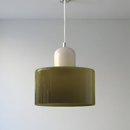 Modern Sculptural Hanging Lamp with Glass Shade