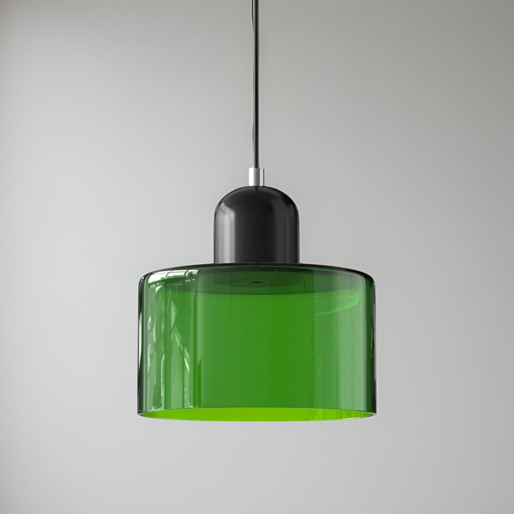 Modern Sculptural Hanging Lamp with Glass Shade