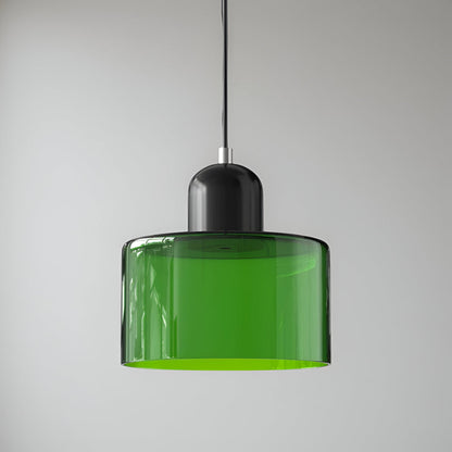 Modern Sculptural Hanging Lamp with Glass Shade