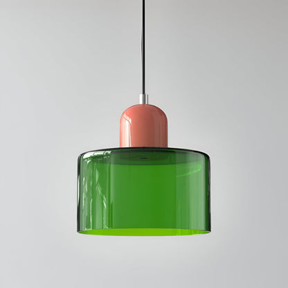 Modern Sculptural Hanging Lamp with Glass Shade