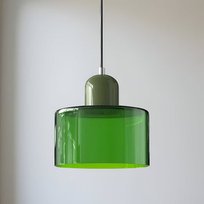 Modern Sculptural Hanging Lamp with Glass Shade