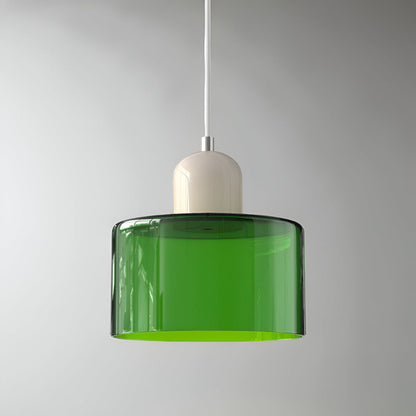 Modern Sculptural Hanging Lamp with Glass Shade
