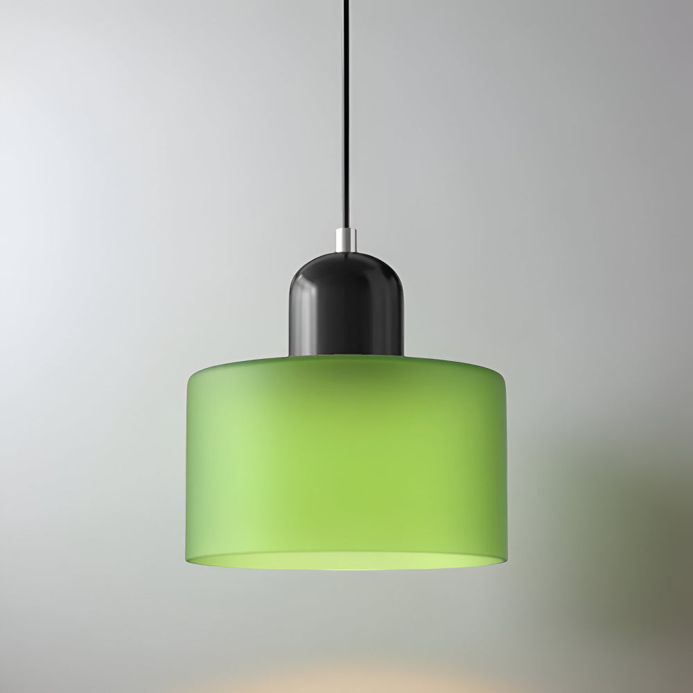 Modern Sculptural Hanging Lamp with Glass Shade