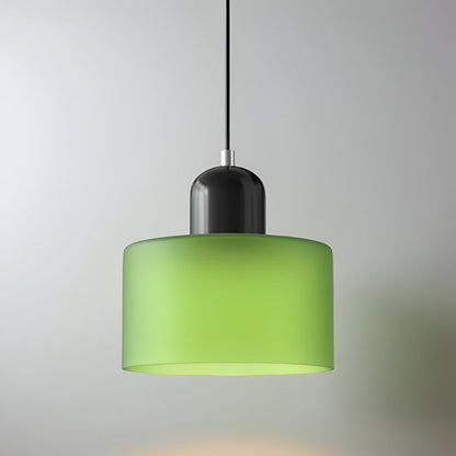 Modern Sculptural Hanging Lamp with Glass Shade