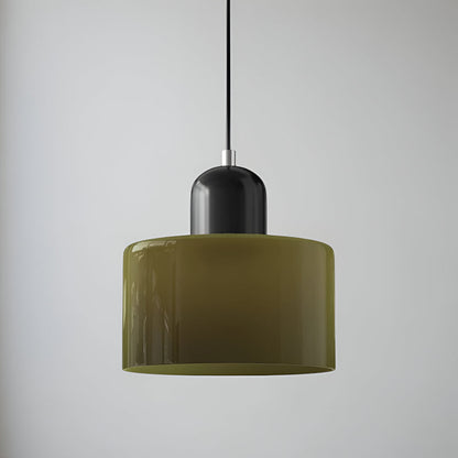 Modern Sculptural Hanging Lamp with Glass Shade