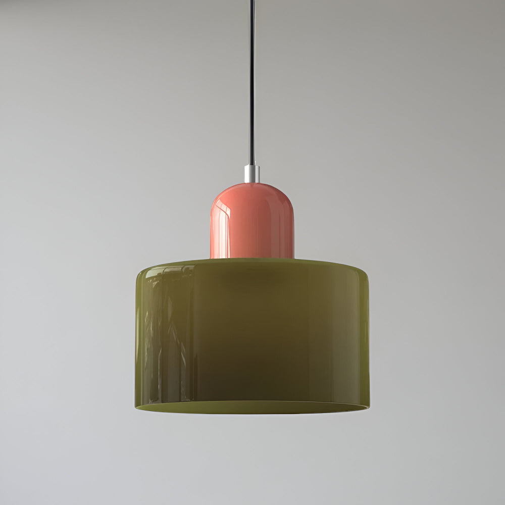 Modern Sculptural Hanging Lamp with Glass Shade