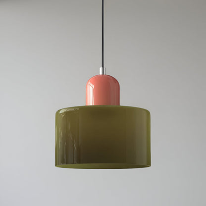 Modern Sculptural Hanging Lamp with Glass Shade