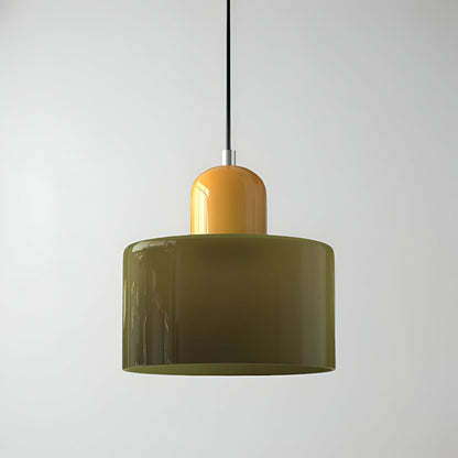 Modern Sculptural Hanging Lamp with Glass Shade