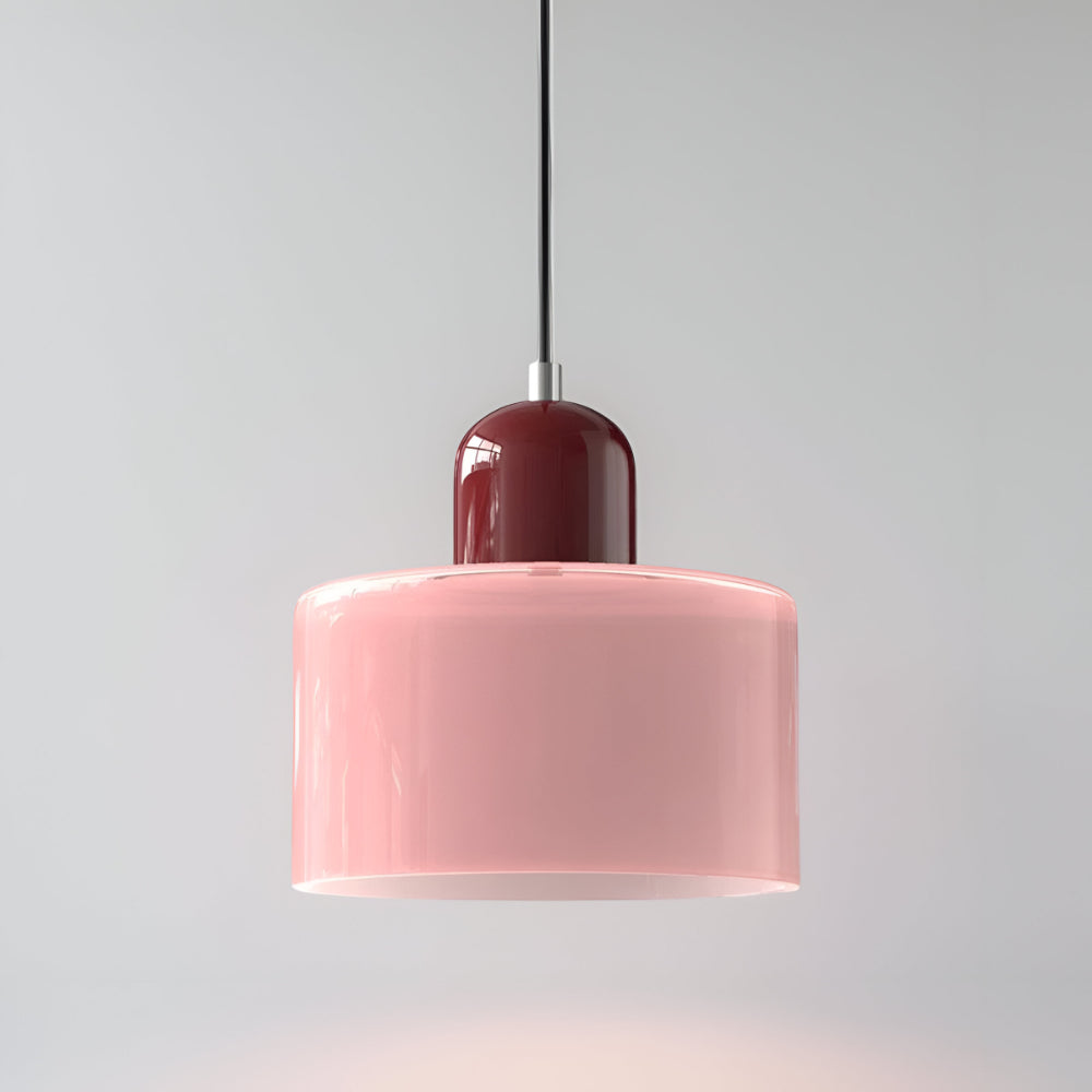 Modern Sculptural Hanging Lamp with Glass Shade