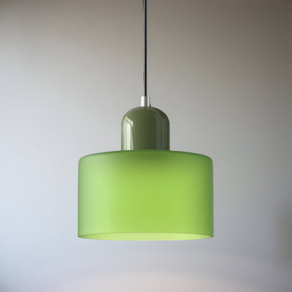 Modern Sculptural Hanging Lamp with Glass Shade