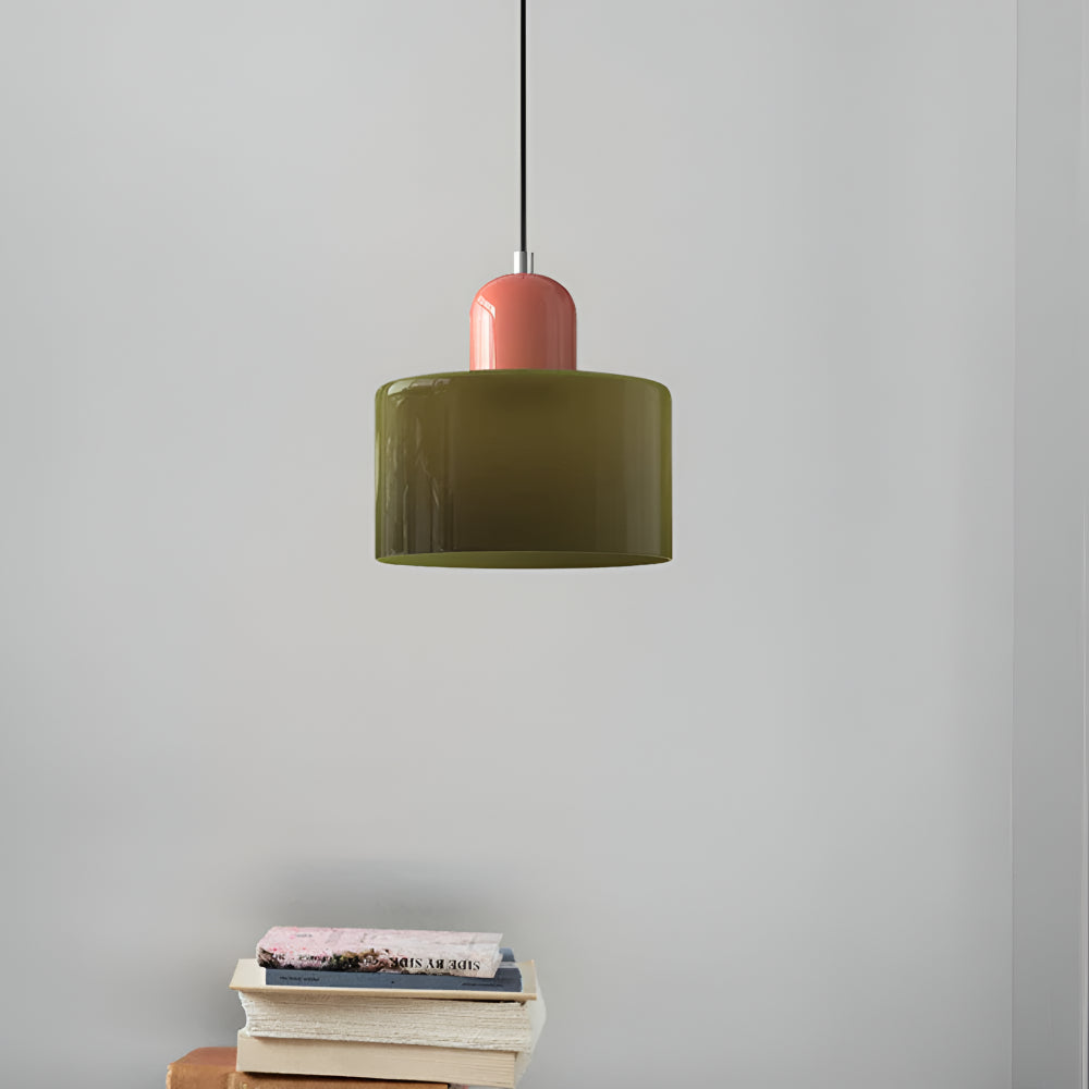 Modern Sculptural Hanging Lamp with Glass Shade