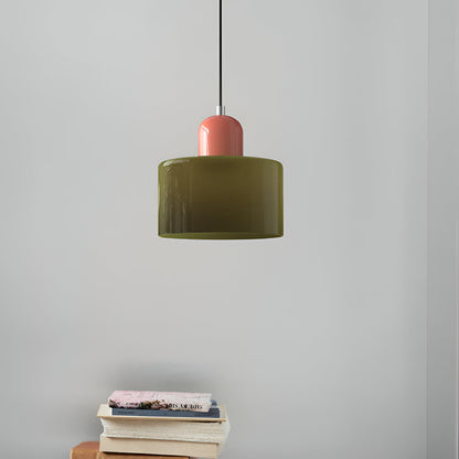 Modern Sculptural Hanging Lamp with Glass Shade