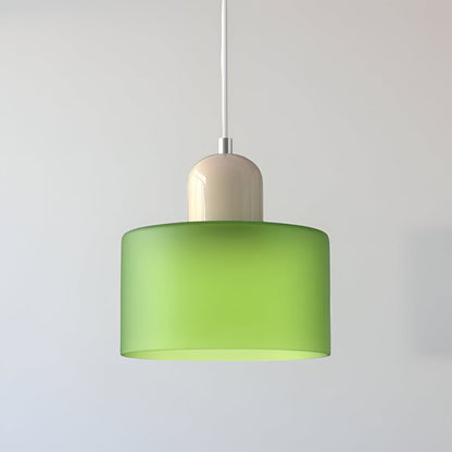 Modern Sculptural Hanging Lamp with Glass Shade