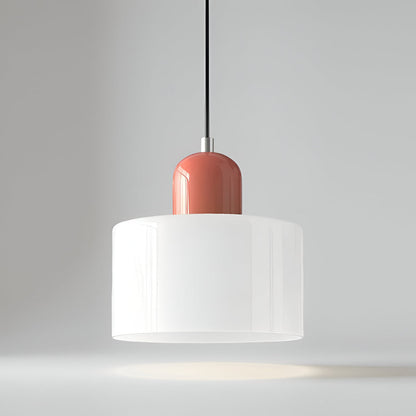 Modern Sculptural Hanging Lamp with Glass Shade