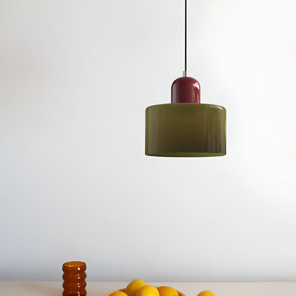 Modern Sculptural Hanging Lamp with Glass Shade