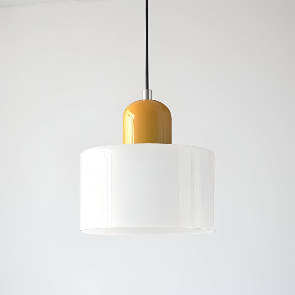 Modern Sculptural Hanging Lamp with Glass Shade