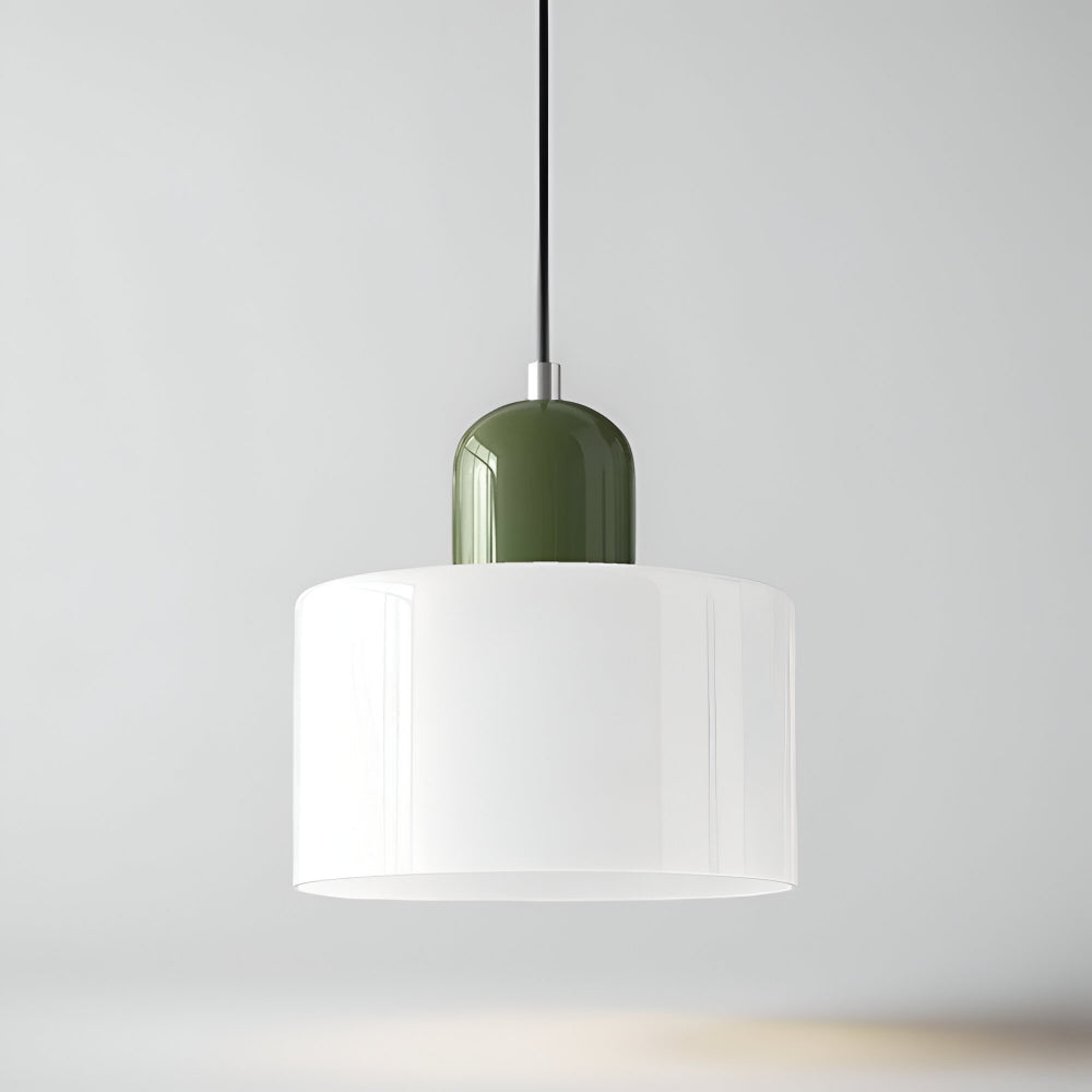 Modern Sculptural Hanging Lamp with Glass Shade