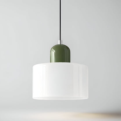 Modern Sculptural Hanging Lamp with Glass Shade