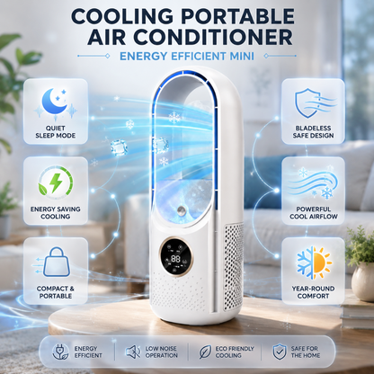 Compact Bladeless Portable Air Conditioner Cooling Fan