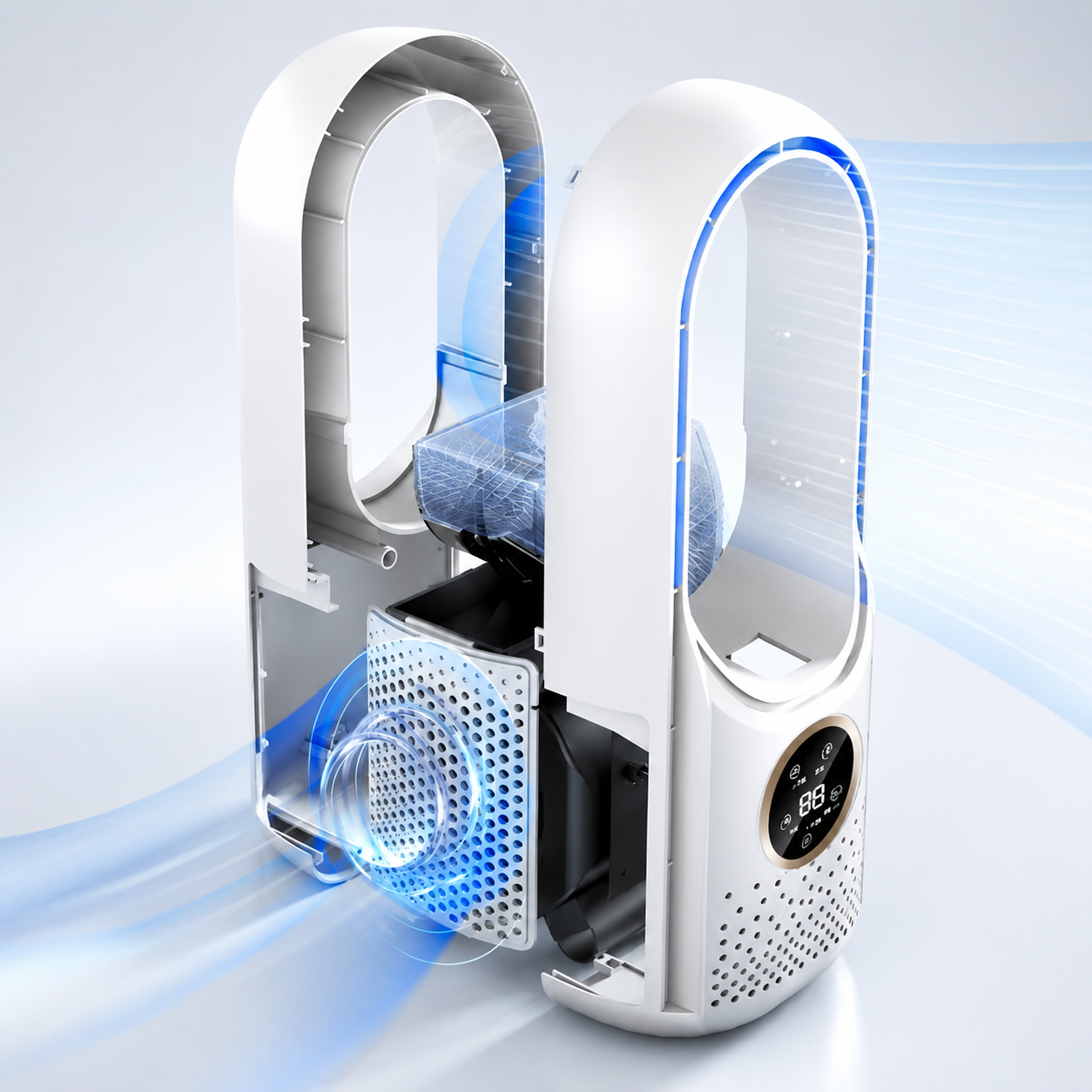 Compact Bladeless Portable Air Conditioner Cooling Fan