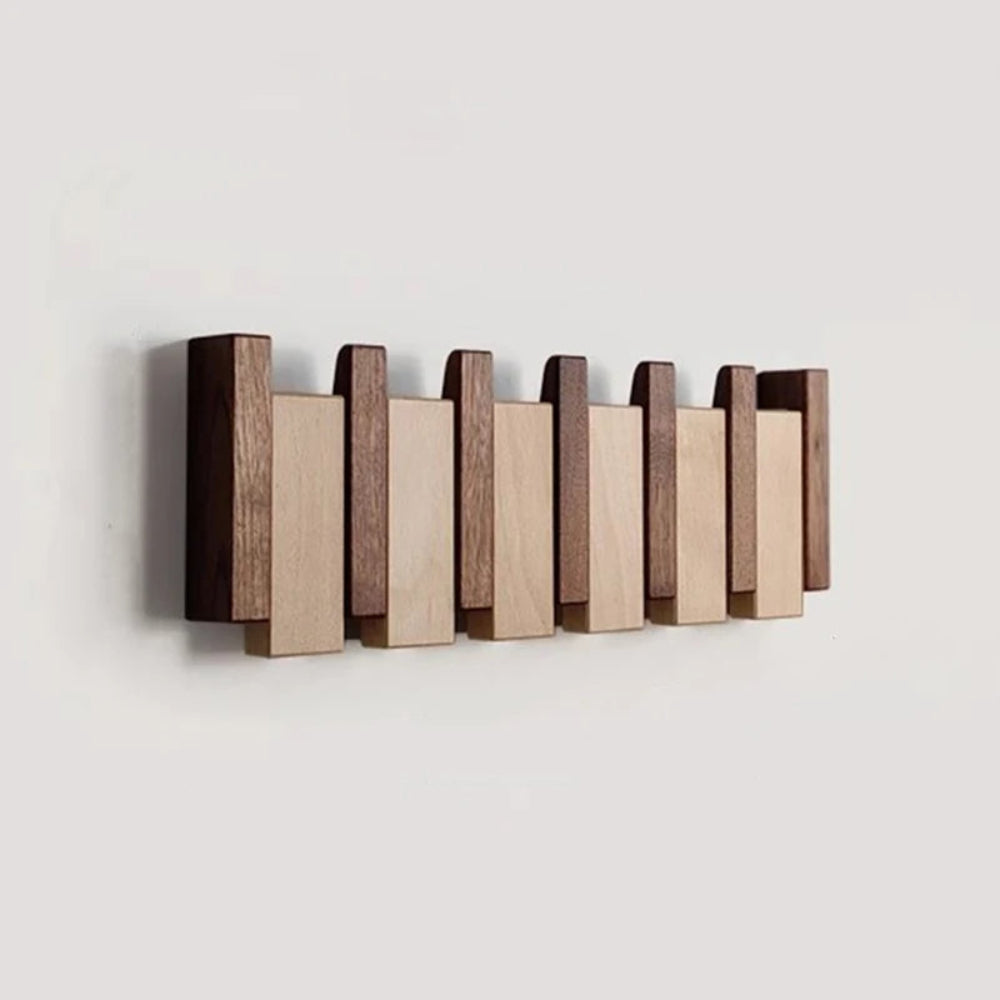 Folding Piano Style Wall Coat Rack with Hooks - Entryway Organizer