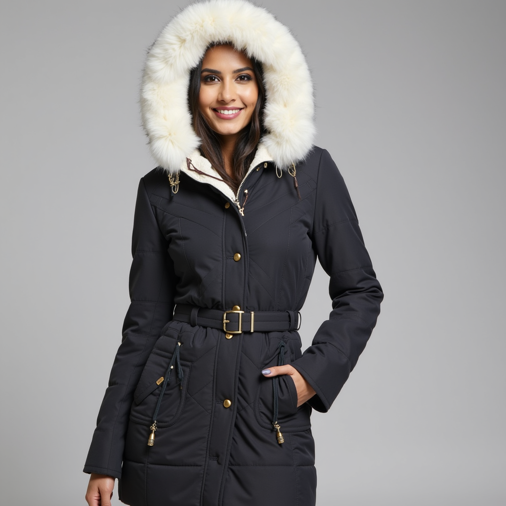 Women's Winter Parka Puffer Jacket | Belted Design – Razys.com