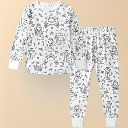 Children's Cotton Pajama Set with Christmas Painting Design