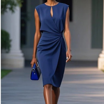 Women's Office Sheath Keyhole Dress | Midi