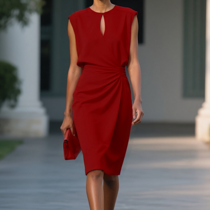 Women's Office Sheath Keyhole Dress | Midi