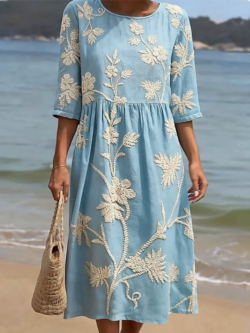 Women’s Floral Boho Sundress | with 3/4 Sleeves