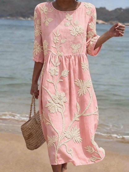 Women’s Floral Boho Sundress | with 3/4 Sleeves