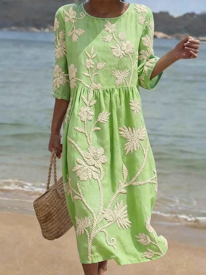 Women’s Floral Boho Sundress | with 3/4 Sleeves