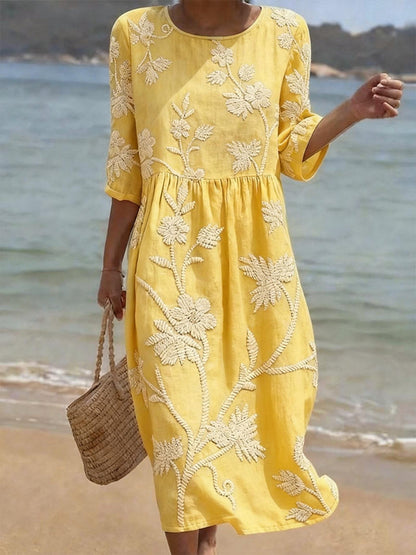 Women’s Floral Boho Sundress | with 3/4 Sleeves