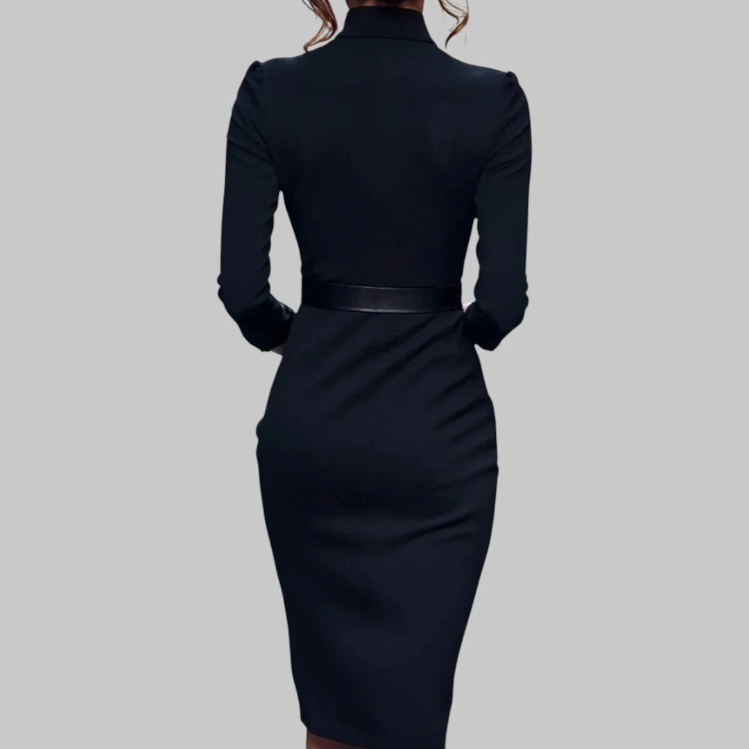 Robe midi à col en V pour femme 