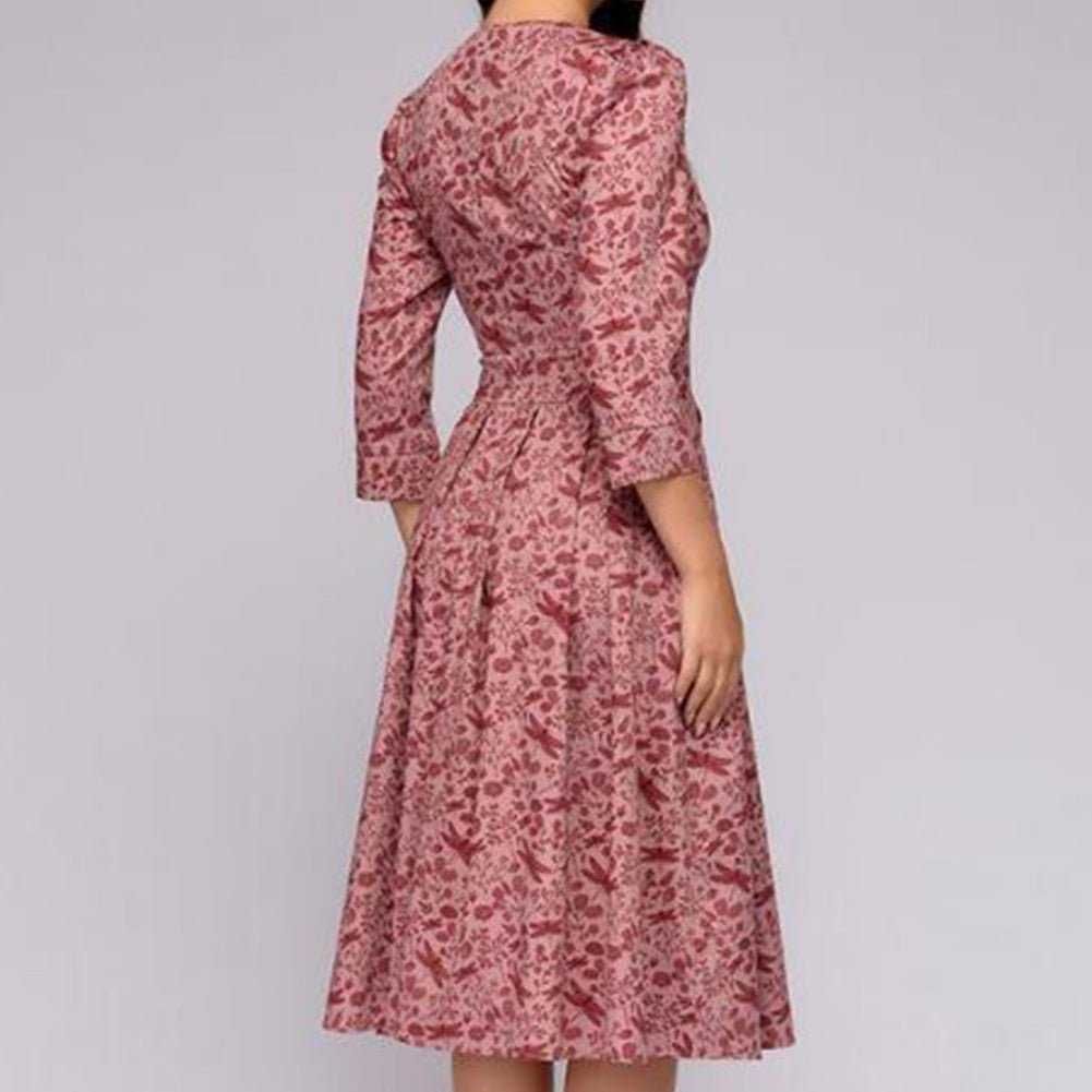 Women's Floral Print Wedding Guest Dress | Midi