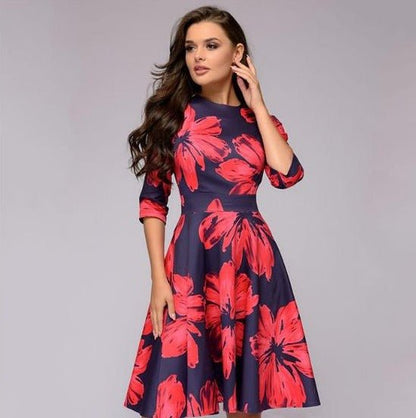 Women's Floral Print Wedding Guest Dress | Midi