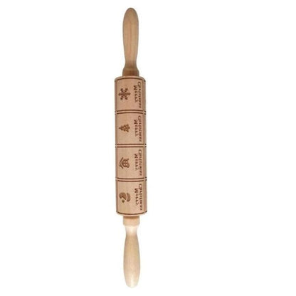 Engraved Rolling Pin for Christmas Cookie Baking