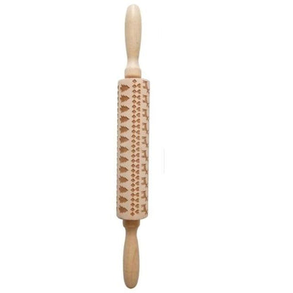 Engraved Rolling Pin for Christmas Cookie Baking