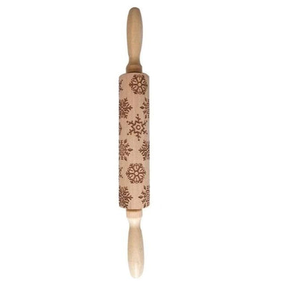Engraved Rolling Pin for Christmas Cookie Baking