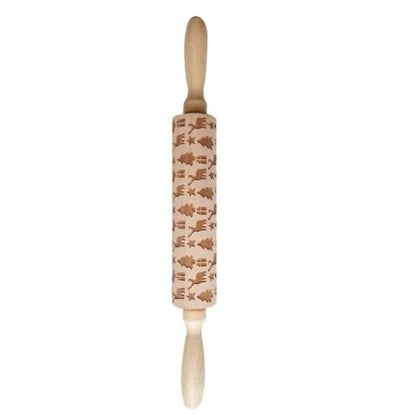 Engraved Rolling Pin for Christmas Cookie Baking