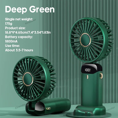 3-in-1 Mini Fan | LED Display | 5 Speed Settings | Battery with Power Bank Function | Portable & Standable