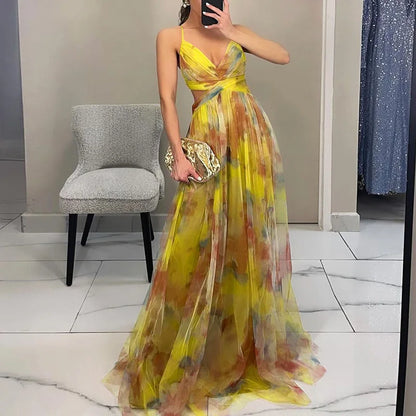 Women's Wedding Guest Dress with Spaghetti Straps | Maxi