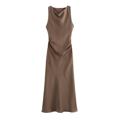 Women's Cowl Neck Sleeveless Cocktail Dress | Midi