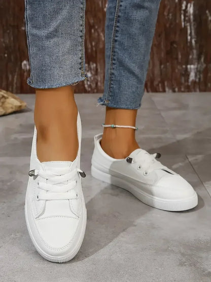 Women's Flat Lace-Up Shoes | White