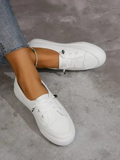 Women's Flat Lace-Up Shoes | White